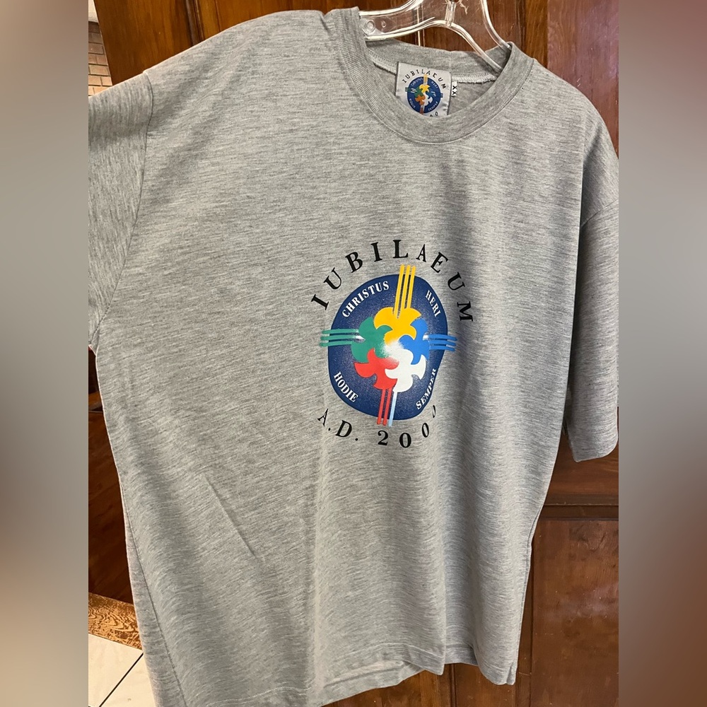 VTG Grey Jubilee Shirt 2000 “ Christ Yesterday, Today, Forever “ Men's XXL Latin